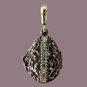 Faux Faberge Egg Locket Pendant
